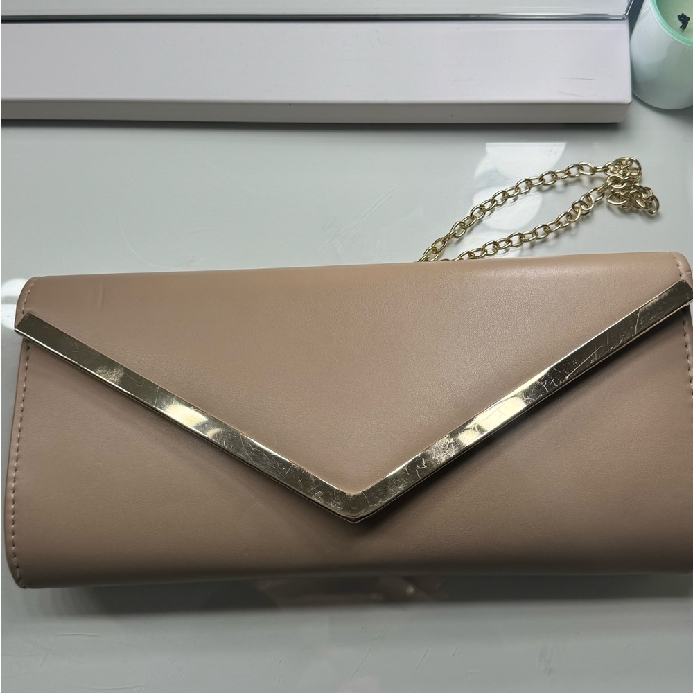 Aldo Tan Clutch with Gold Chain